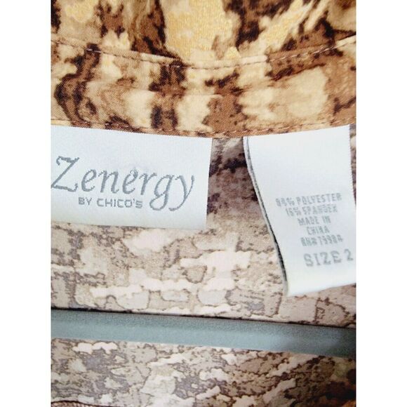 Chico's Zenergy 2 Zip-Up Animal Print Jacket Top Size Large‎ Browns Pockets - Picture 4 of 7